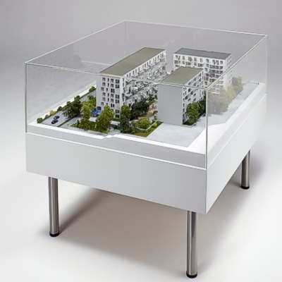 Architekturmodell der Wohnanlage Leopold-Carree in München - Rückseite