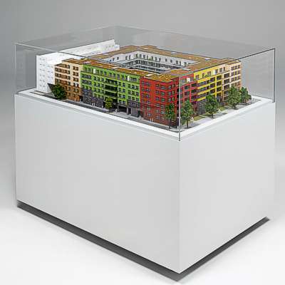 Modell einer Wohnanlage in Ludwigshafen - Blick auf Gebäudeecke