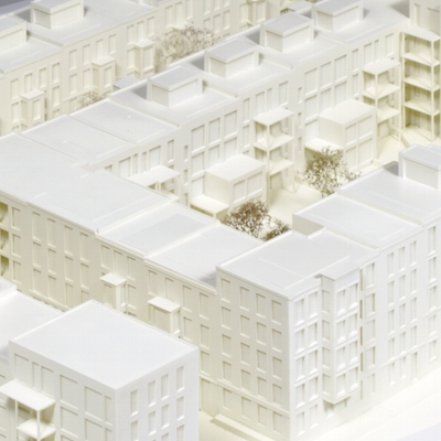 Architekturmodell des geplanten Kronprinzen-Quartiers auf der ExpoREAL 2013 - Detailausschnitt