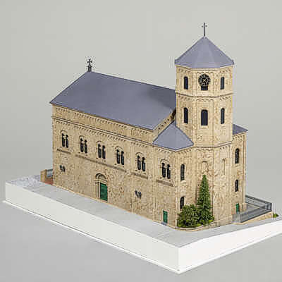 Architekturmodell der kath. Kirche Homburg / Saar - Blick auf Turm 