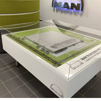 Architekturmodell des Logistikzentrums MAN - Modell am Aufstellungsort.