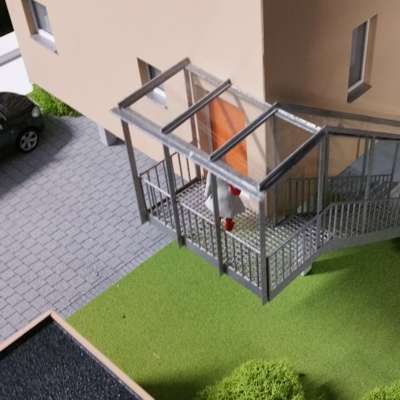 Architekturmodell eines attraktiven Mehrfamilienhauses - Detail Treppe