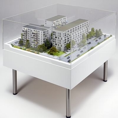 Architekturmodell der Wohnanlage Leopold-Carree in München - Gesamtansicht des Modells